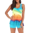 thumbnail image 1 of HAWEE Womens Tankini Plus Size Swimsuits Color Block Swimwear Two Piece Swimdress with Shorts, 1 of 4