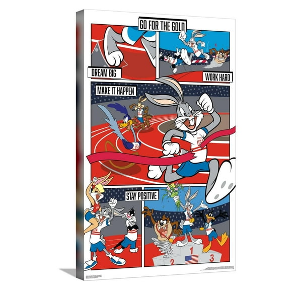Looney Tunes x Team USA - Track and Field Canvas Wall Poster, 14.725" x 22.375"