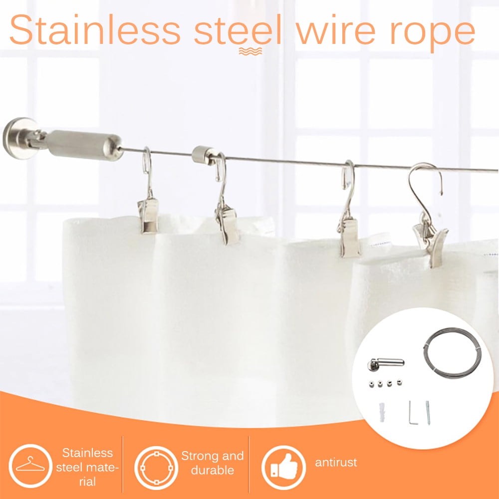 Metal Curtain Wire Rod Set for Drapery Lighting or Artwork , 15 Feet