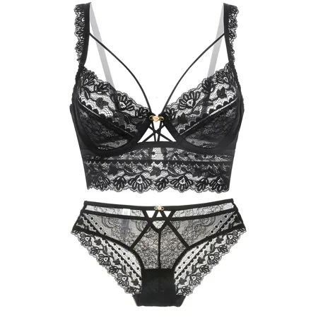 

Women‘s Sexy Lace Hollow Push Up Lingerie Set Comfortable Micro Elastic Bra & Bikini Panty Women‘s Lingerie & Underwear