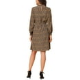 thumbnail image 3 of INSPIRE CHIC Robe Fleurie pour Femme Col Montant Manches Longues Taille à Nouer Longueur Genou Robe Bohème S Bleu Jaune, 3 of 8