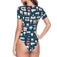 thumbnail image 4 of Gaeub Dental Women'S Short Sleeve One Piece Swimsuit Sexy High-Waisted Bodysuit For Swimming, Beach, Sports - Small, 4 of 9