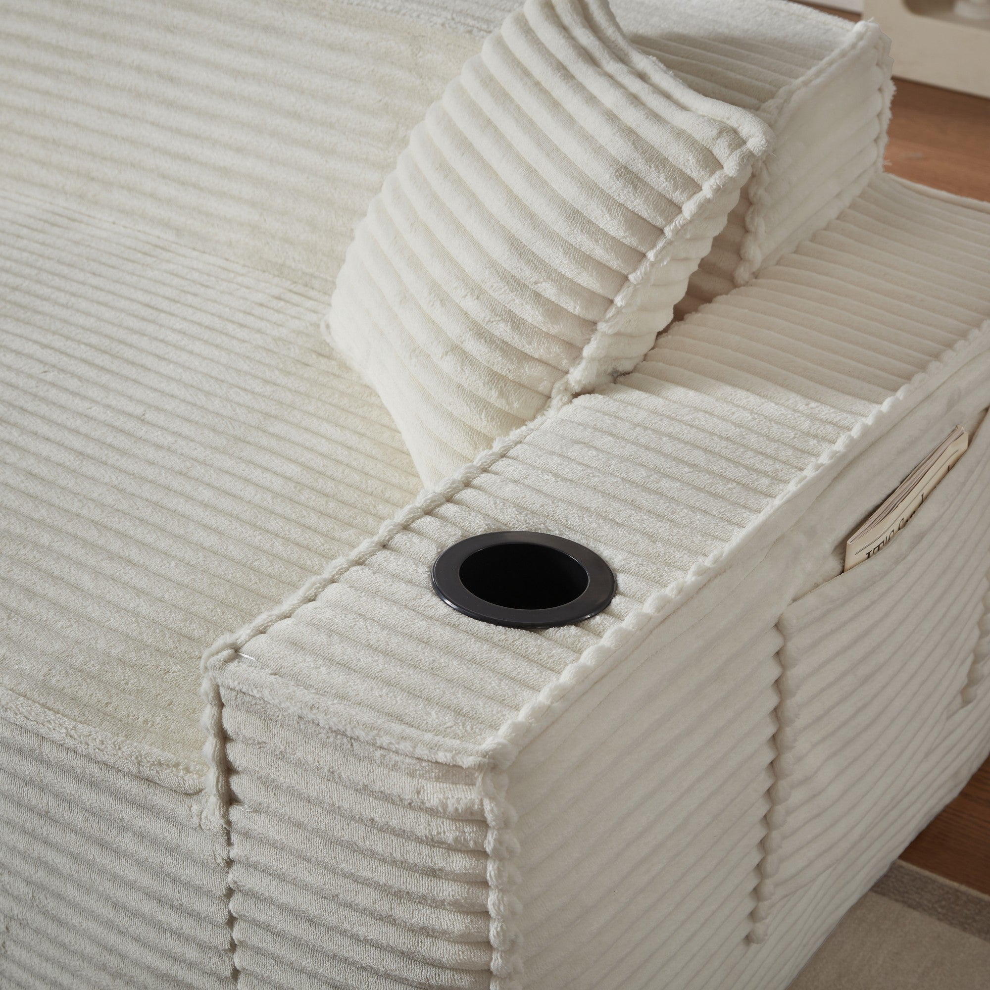 Sailvan 2-Seater Corduroy Sofa,No Assembly Modern Cloud Couch Loveseat Plush Boneless Upholstered Couch for Small Spaces White