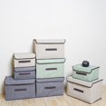 thumbnail image 3 of Cajas de almacenamiento plegables grandes no tejidas con tapas plegables para el hogar, S,GY Feliz Sencillez, 3 of 5