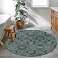 thumbnail image 4 of Green Mediterranean Round Area Rug 4ft, Vintage Abstract Geometric Floral Texture Washable Non-Slip Circle Rugs for Bedroom Living Room Kitchen, Soft Non Shedding Circle Carpet for Dining Room Dorm, 4 of 9