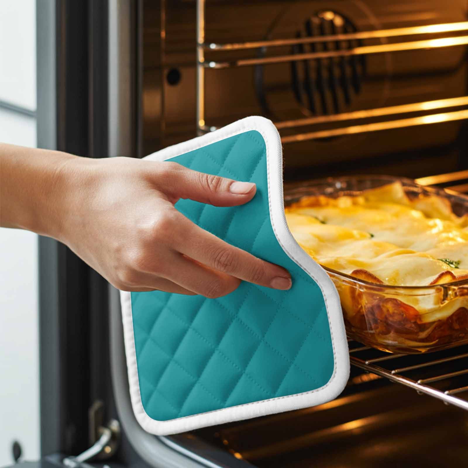Teal Pot Holders for Kitchen Heatproof Potholder, 2 Pack Turquoise Pure Teal Hot Pads Multipurpose Oven Pads Cloth Potholders Trivet for Cooking and Baking