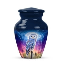 Owl Little Cremation Urn For Men And Women Ashes - Decorative Keepsake Blue Urns For Human Ashes For Male & Female - Moon Little Urns For Girl - Purple Small Urn For Adults 3 Inch