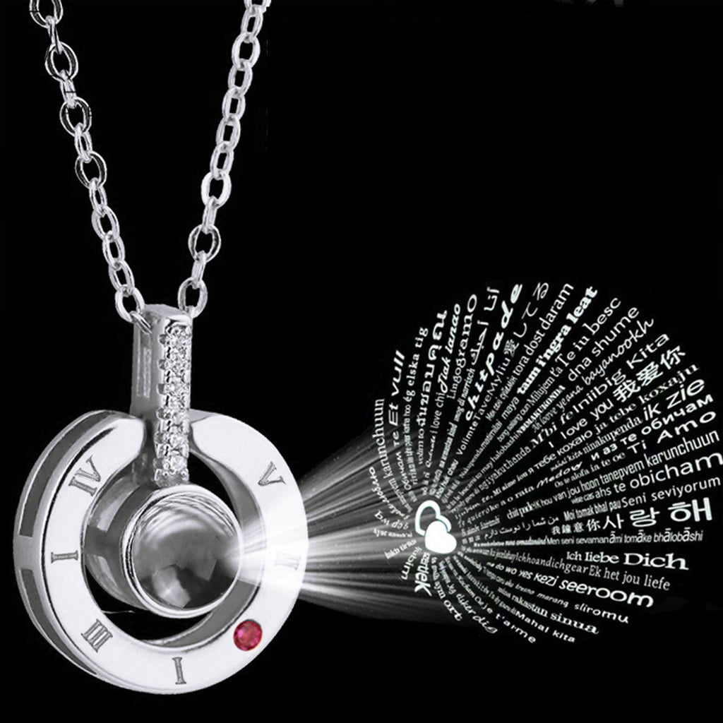 Love Necklace 100 Languages Projection Necklace Matching - Temu