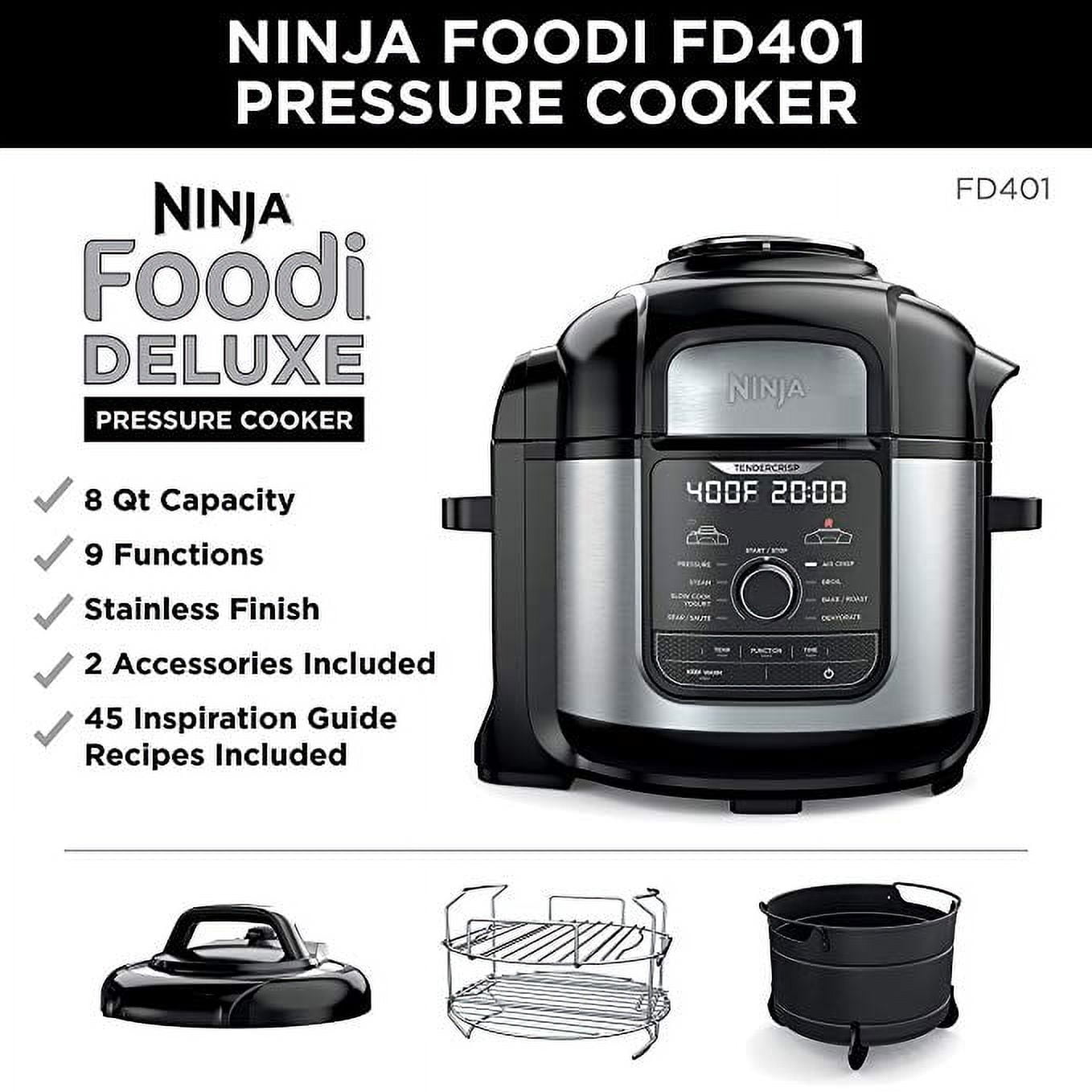 Ninja Foodi Deluxe XL 8 Quart 9 in 1 Stainless Steel Pressure Cooker with TenderCrisp Technology FD401 Walmart