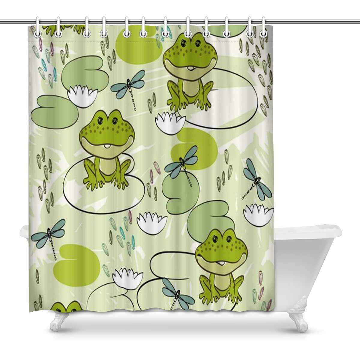 Athlete green frog Shower Curtain Bathroom Decor Waterproof Fabric & 12hooks 