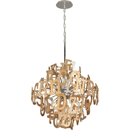 

Pendants 6 Light Bulb Fixture With Polished Stainless and Multi-Leaf Finish Hand-Crafted Iron and Stainless Candelabra 26 360 Watts