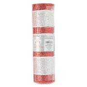 Holiday Time Red and Silver Stripe Mesh Christmas Ribbon Rolls, 10.5"
