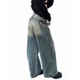 thumbnail image 1 of Pantalones Vaqueros de Pierna para Mujer, Desgastados, de Cintura Media, Estilo Vintage Y2K. Azul Nostálgico L, 1 of 8