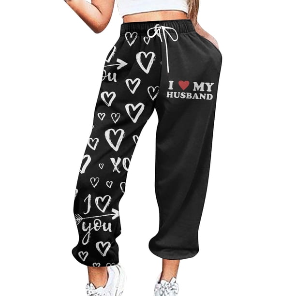 Pantalones afelpados Gibobby para Mujer con estampado del día de San Valentín L
