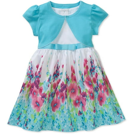 George Baby Girls' 2-Piece Print Shantung Dress and Knit Shrug Set