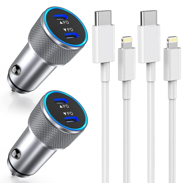 Cargador de coche ProTV Solutions, cargador rápido para iPhone, paquete de 2