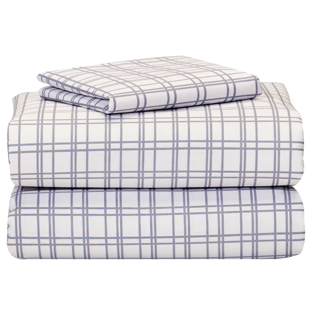 College Dorm Sheet Set in Kisco Gray, Twin XL Size, Gray Grid on White ...