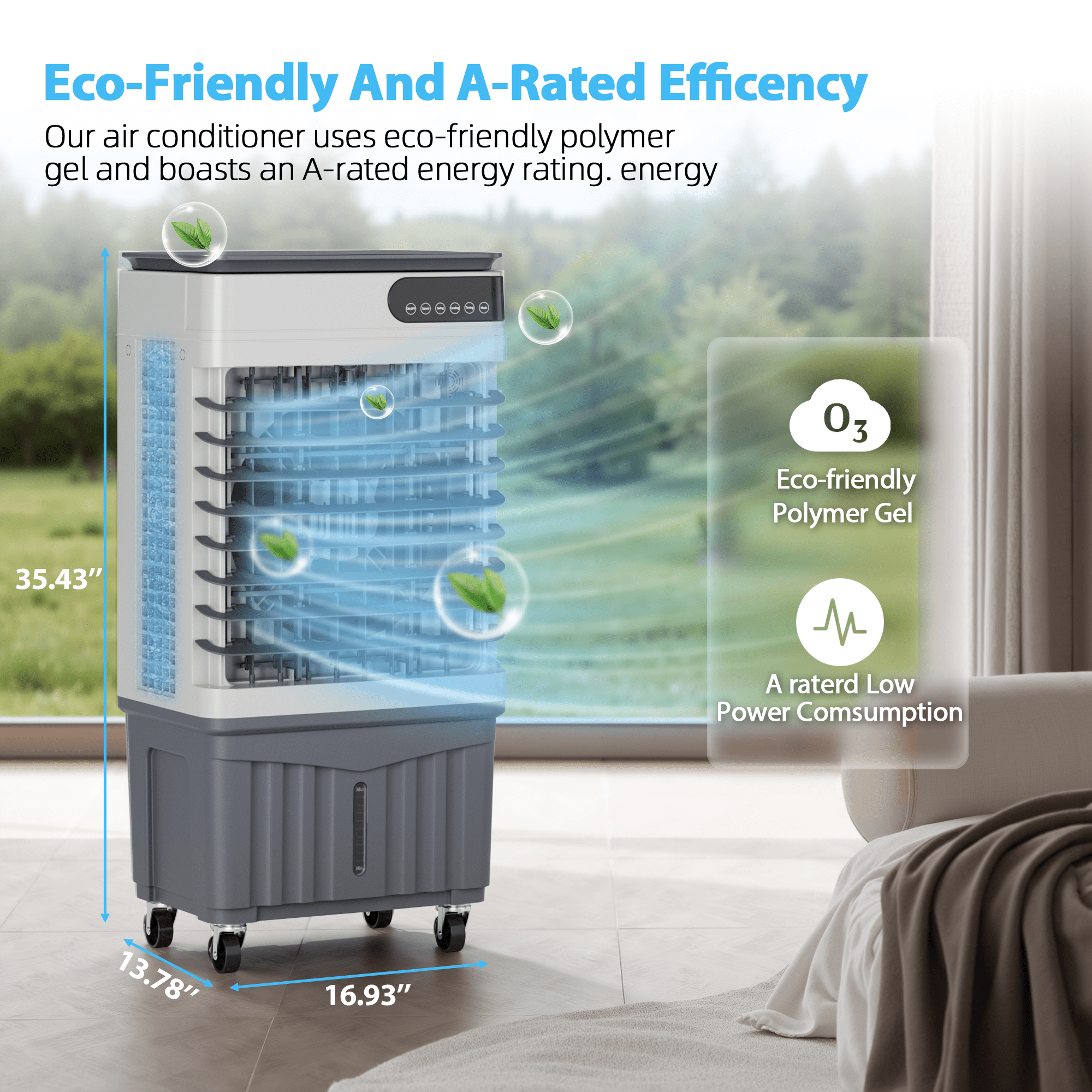 UrbanSync Evaporative Air Cooler, 3d Cooling, 8 Gallon Tank, 3 Speeds, 12 Hour Timer, 4 Ice Boxes, Indoor or Outdoor Use