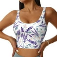 thumbnail image 1 of Fotbe Lavender Flowers Sujetador Deportivo Largo sin Aros para Mujer con Almohadillas y Soporte Medio, Transpirable y Absorbente, Camiseta Tipo Chaleco o Tank Top-X-Large, 1 of 8