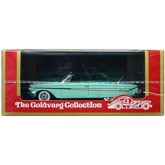 Goldvarg Collection GC-062B 1-43 Scale Model Car with Limited Edition for 1961 Chevrolet Impala Convertible - Light Green with Green Interior