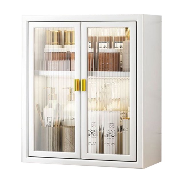 kurtrusly Simple Organizer Transparent Waterproof Storage Cabinet For Bathroom Easy To Open And Close Thick white two layers