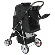 ZENY 4 Wheel Foldable Dog Pet Stroller - Black