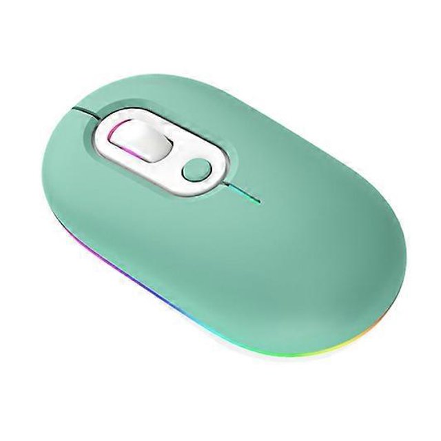 Ratón inalámbrico de modo dual con luz de color, silencioso y de larga distancia para computadoras portátiles, modo dual RGB azul