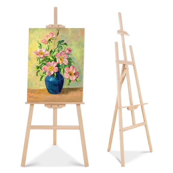 LAVFOX Adjustable Wooden Easel Stand for Painting Canvas, Folding Art Display Easel for Wedding Sign and Poster, Fits Up to 42 Inches
