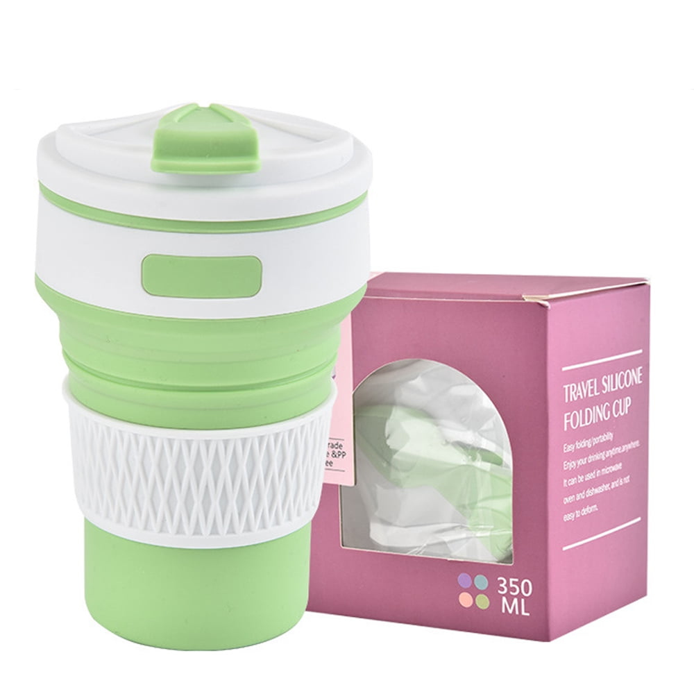 9 Oz Pink Details about   Bakerpan Silicone Travel Collapsible Camping Cup Mug With Lid & 
