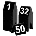 thumbnail image 2 of Table Numbers 1 to 50, V-Shaped Black Acrylic Table Numbers, Restaurant Double Sided Printing Table Tents, Wedding Table Card Signs, Waterproof Tabletop Numbers for Banquets, Parties, Business Events, 2 of 6