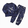 thumbnail image 4 of TOWED22 Toddler Baby Girl Boy Clothes Set 2 Piece Long Sleeve Sweatshirt Tops and Casual Pants Cartoon Graphic Print Fall Winter Outfits Clothing(Navy,7-8 Y), 4 of 6