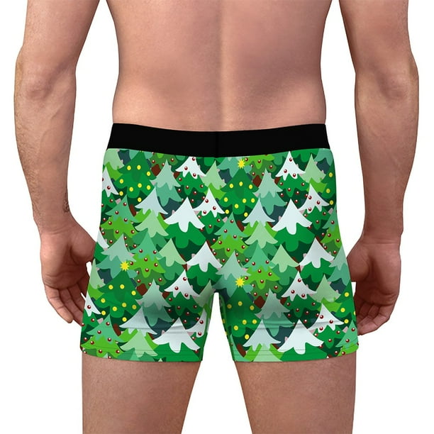 Men Christmas Boxer Shorts Santa Claus Holiday Underwear Trunk