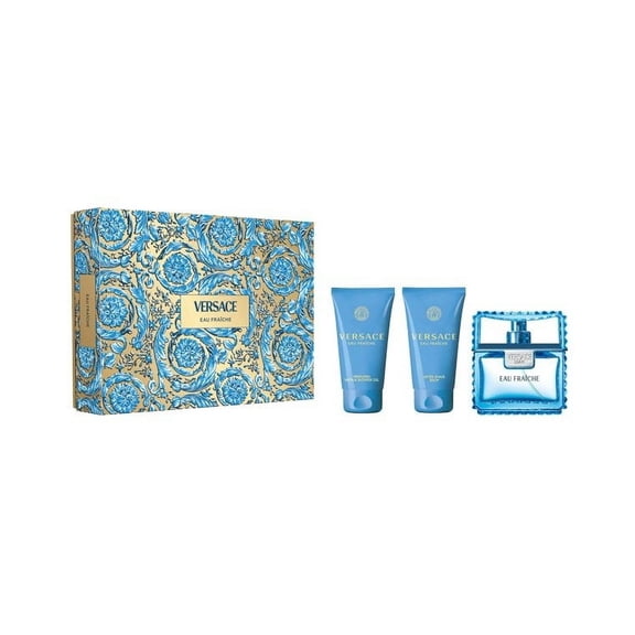 Versace Man Eau Fraiche 3 piece Gift Set 1.7 oz EDT 1.7 aftershave 1.7 gel NIB