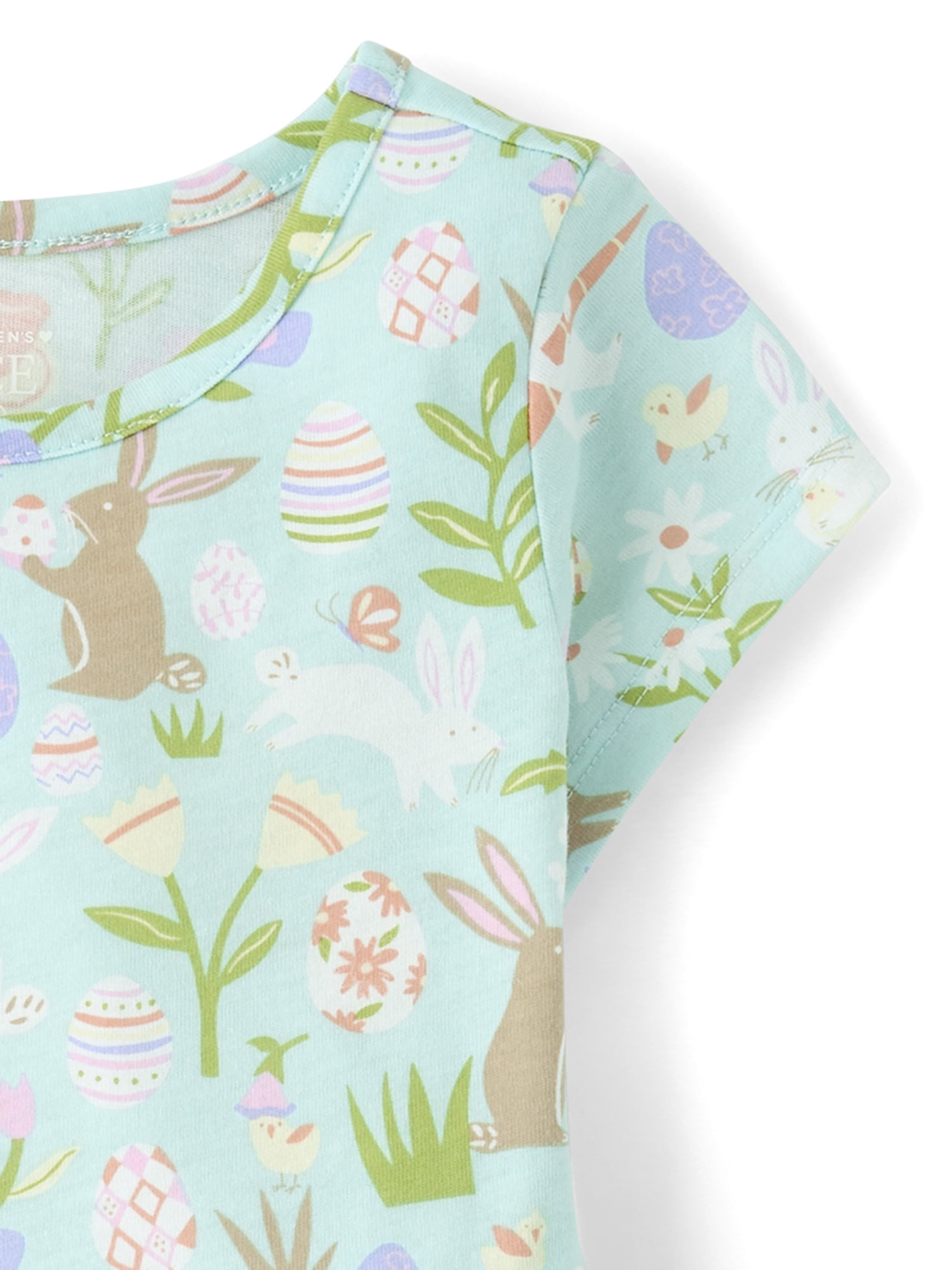 The Children's Place Toddler Girls Short Sleeve Easter Print V-Waist Dress, Sizes 12M-5T