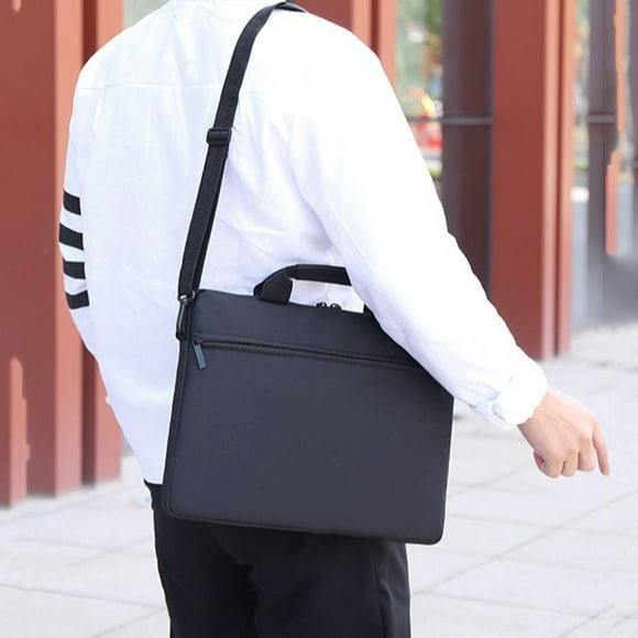 Nilvkv 15.6Inch Laptop Tote Shoulder Bag Polyester Waterproof Shockproof Large Storage Space for Business Travel Office Home Gray Black Color