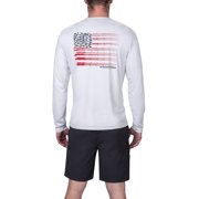 The American Outdoorsman Men's Lightweight UPF 50+ UV Sun Protection Outdoor Long Sleeve Breathable Water Print Shirt (Flag - Fog Grey, Large)