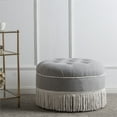 thumbnail image 4 of Jennifer Taylor Home Yolanda 24" Round Upholstered Accent Ottoman, Light Grey, 4 of 10