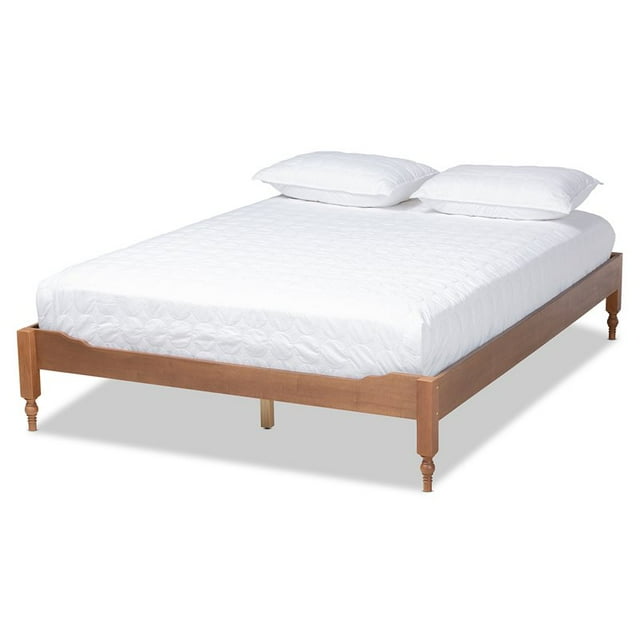 Baxton Studio Laure Mid-Century Wood Platform Full Bed in Ash and Walnut