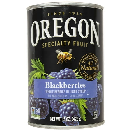 (2 Pack) Oregon Fruit All Natural Blackberries in Light Syrup, 15 oz.