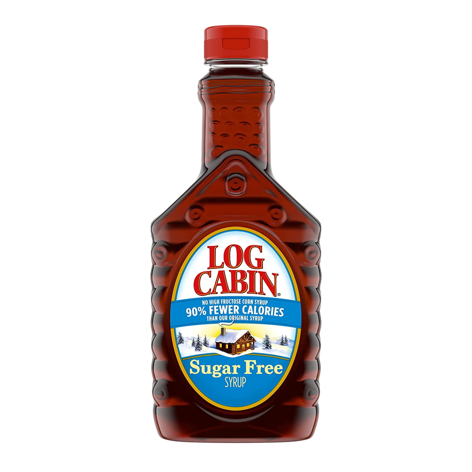 (5 pack) Log Cabin Sugar Free Syrup with Sweet Maple Flavor in Pourable Plastic Bottle, 12 oz
