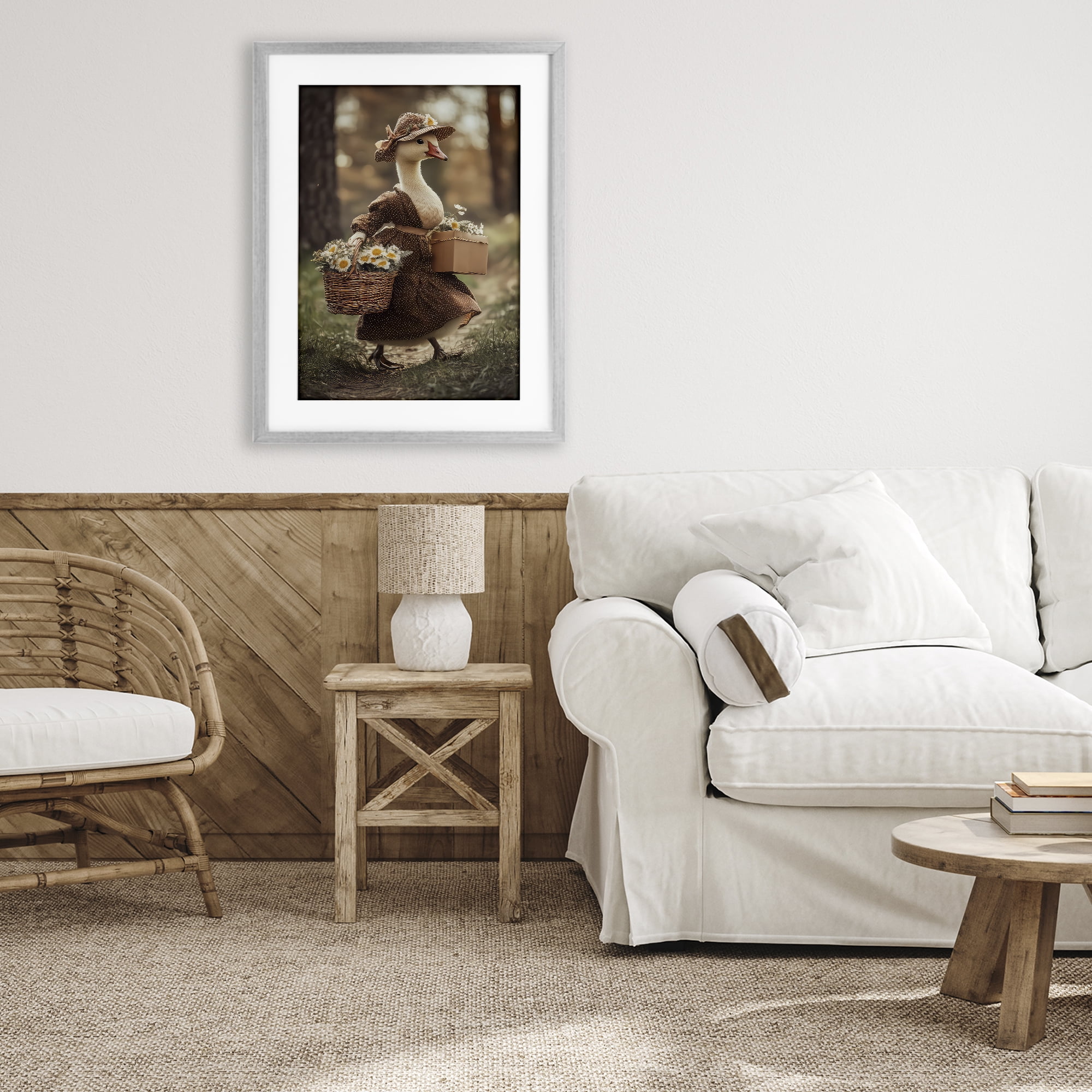 Stupell Industries Mother Goose with Flowers Gray Framed Print Under Glass, design by The Wands Want