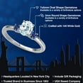 thumbnail image 2 of Gem Stone King 14K White Gold Sky Blue Aquamarine and Blue Created Sapphire Engagement Ring for Women | 1.03 Cttw | Oval 7X5MM | Gemstone March Birthstone | Size 8, 2 of 6