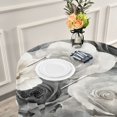 thumbnail image 6 of 60 Inch Round Tablecloth with White Lace Trim Fall Table Cover for Elegant Dining Decor Ink Wash Style Roses, 6 of 8