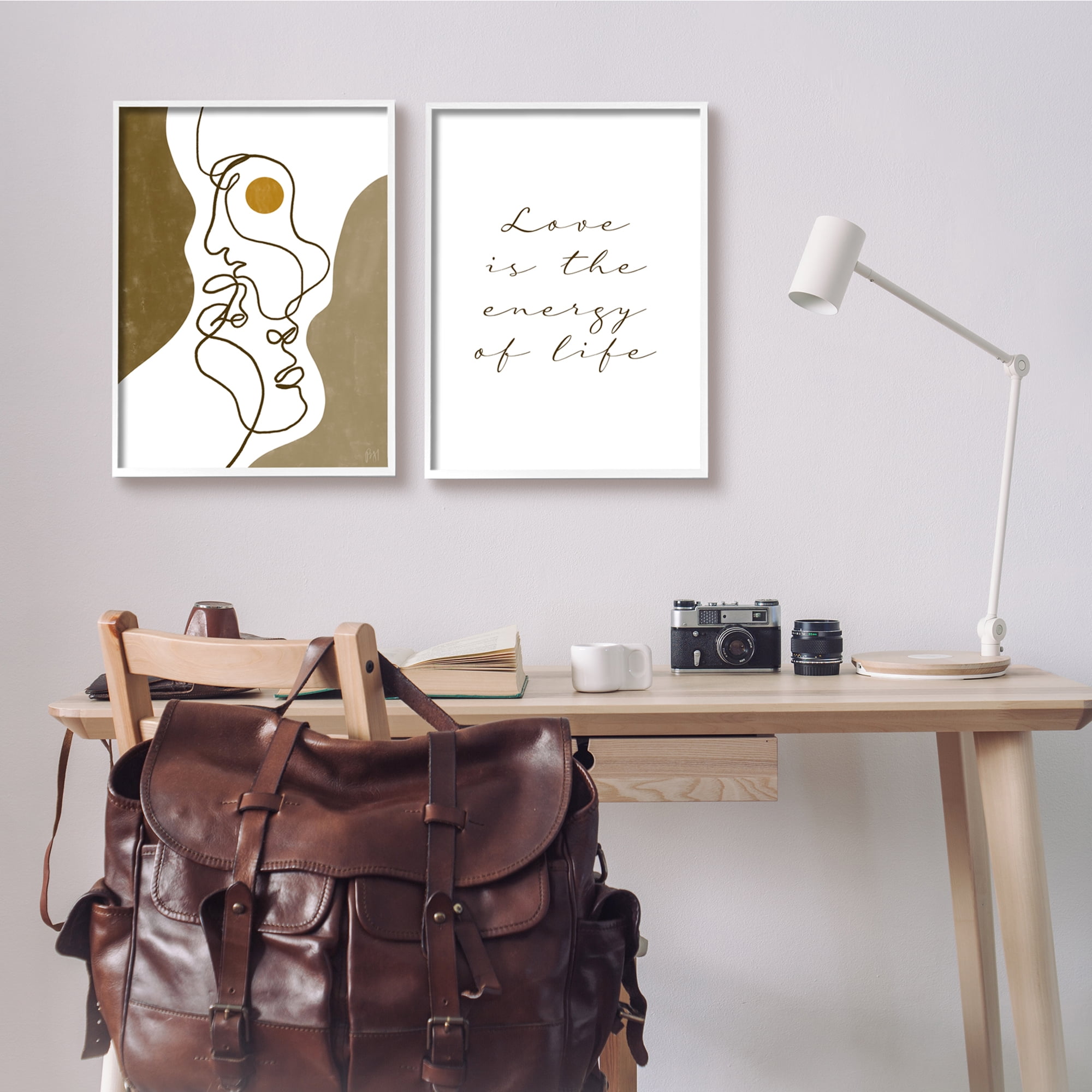 Stupell Indtries Love Is Energy Phrase Abstract Faces Couple Linework,16 x 20,Design by Birch&Ink