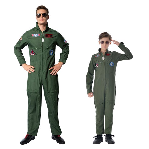 Men Flight Suit Pilot Costume Cosplay Jumpuit for Halloween Party for
