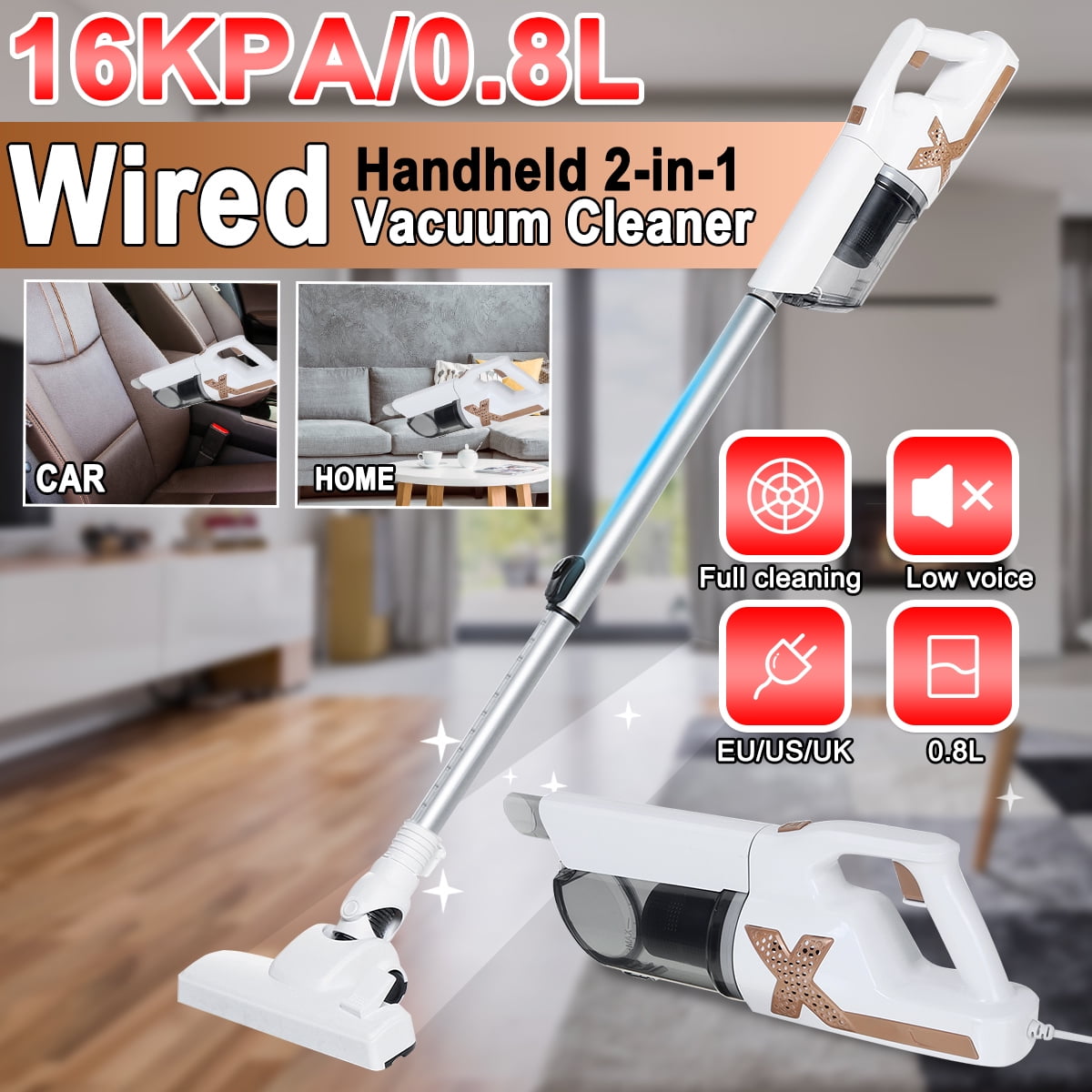 Vacuum Cleaner Wired Handheld 2in1 Home Adjustable ultraquiet Charging Vacuum Cleaner