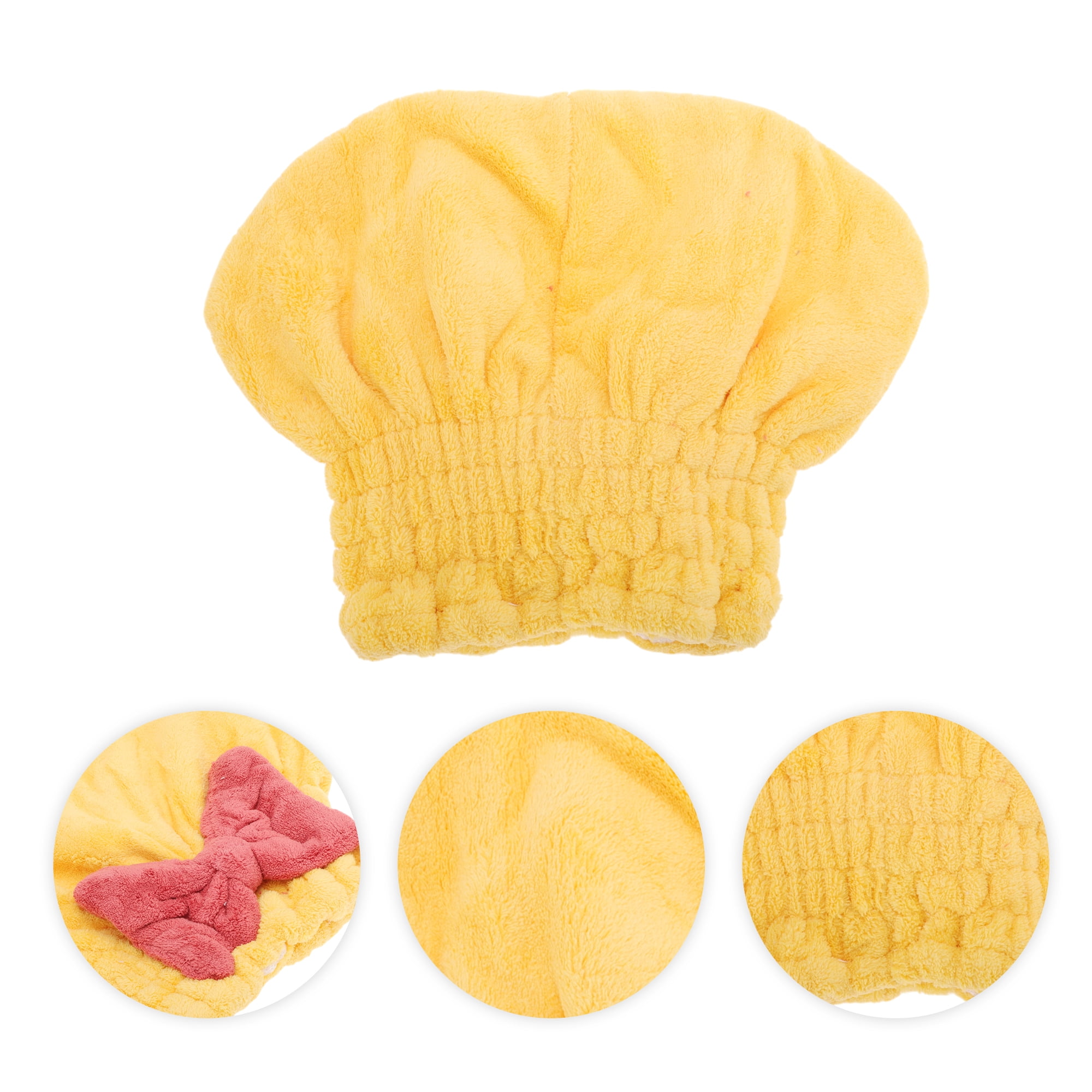 Unique Bargains 1pc Water-absorbent Bow Hair Drying Towel 10.24"x11.81" Yellow