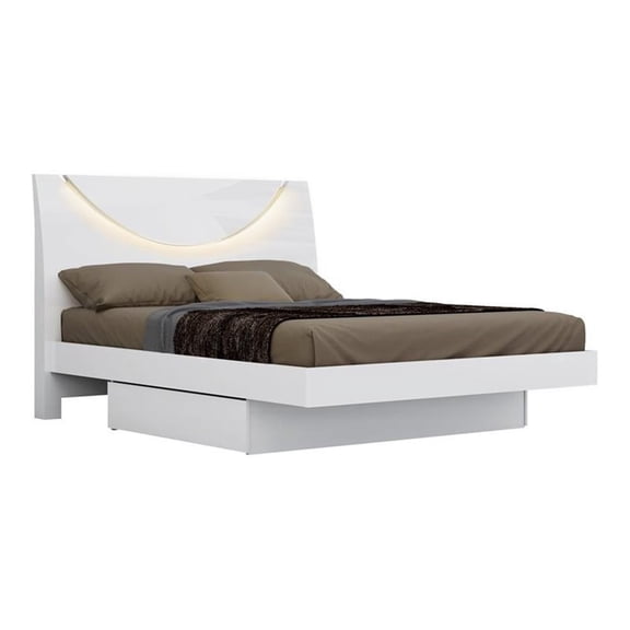 Titan Furnishings Polo Modern Lacquer Wood California King Bed in Gloss White