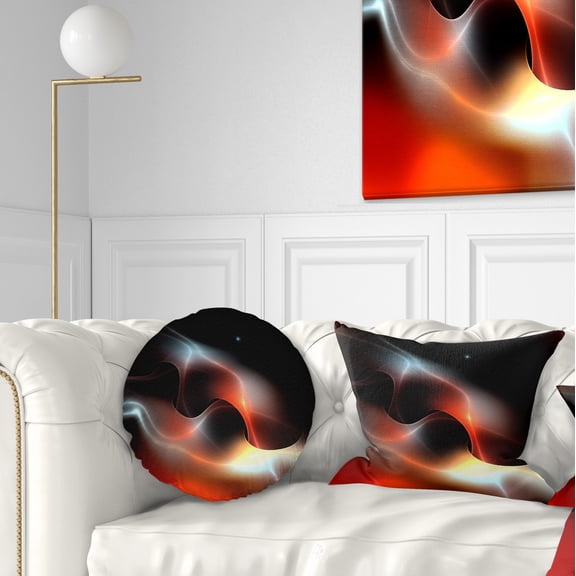 Designart Red Black Abstract Warm Fractal Design - Abstract Throw Pillow - 12x20