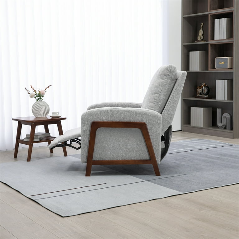 Cterwk Wood Frame Recliner Chair with Thick Seat Cushion Fabric Adjustable Recliner Chair for Living Room Office Gray Walmart